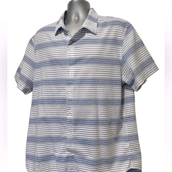 Bonobos Riviera Striped Short Sleeve Button Down Blue White Mens Slim XXL - Picture 10 of 10